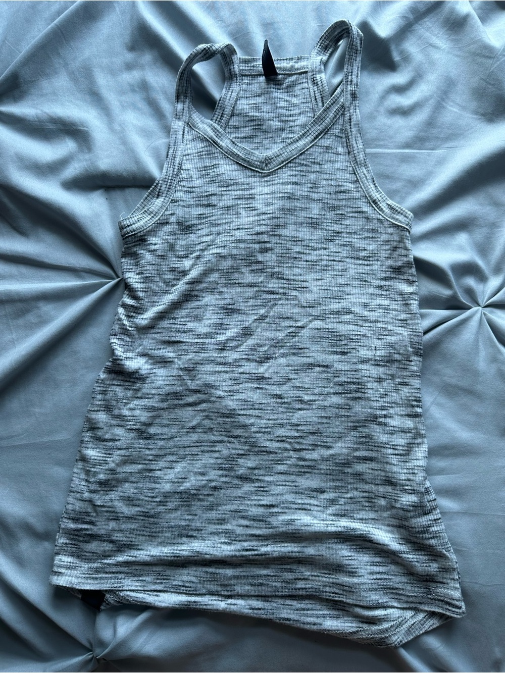 Lightweight Grey Space-Dye Racerback Tank Top